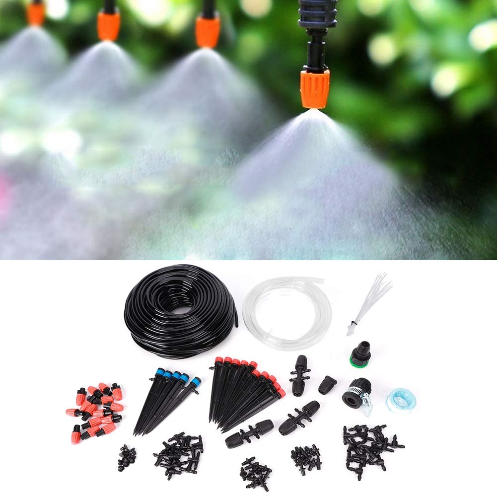 di irrigazione da giardino da 40 m, kit di irrigazione a goccia, set di irrigazione automatica con tubo da 40 m, 50 ugelli e connettori, per serra, terrazza, piante in vaso,