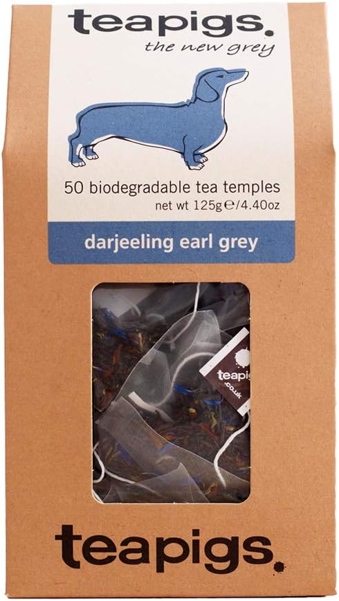 Teapigs Darjeeling Earl Grey Tea Bags Made With Whole Tea Leaves, Natural Ingredients, Non-GMO, Elegant Floral Blend – 50 Count (1 Pack of 50 Teabags)