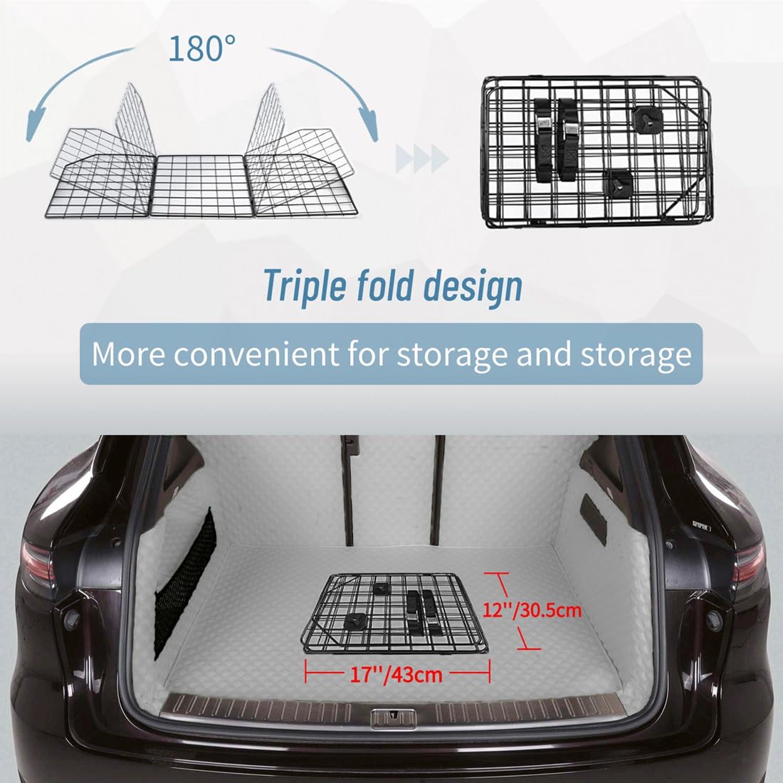 Barrière de Voiture pour Chien Pliable, Ajustable et Universelle, Grille de Protection en Métal pour Voiture, Accessoire de Sécurité pour Le Voyage des Animaux de Compagnie.