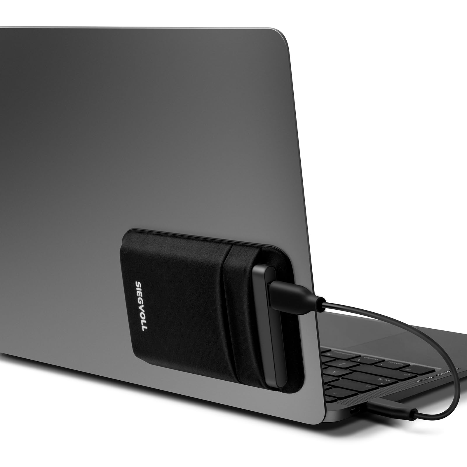 Siegvoll 2-kieszeniowa torba samoprzylepna na laptopy (1 sztuka), kompatybilna z przenośnym zewnętrznym dyskiem SSD (np. Samsung, Crucial), kablami USB i innymi – czarna