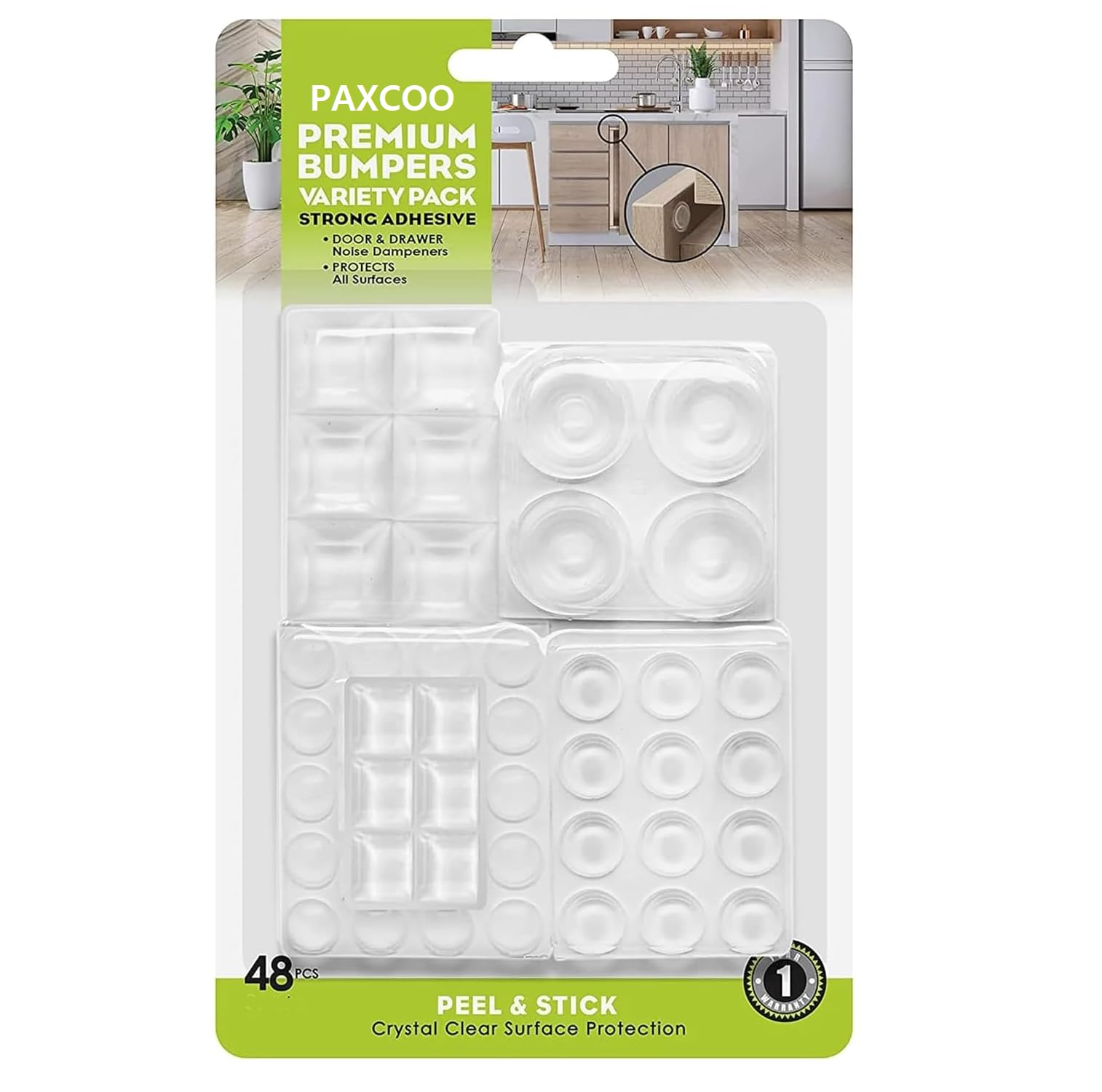 PAXCOO 48Pcs Transparent Silicone Pad Clear Adhesive Pads Self Rubber Feet Furniture Bumpers for Cupboard Round Spherical Square Electronics Drawers,Door Glass,Picture Frames Cutting Board Protectors (B0D9RRPZPF) Amazon Price History, Amazon Price Tracker