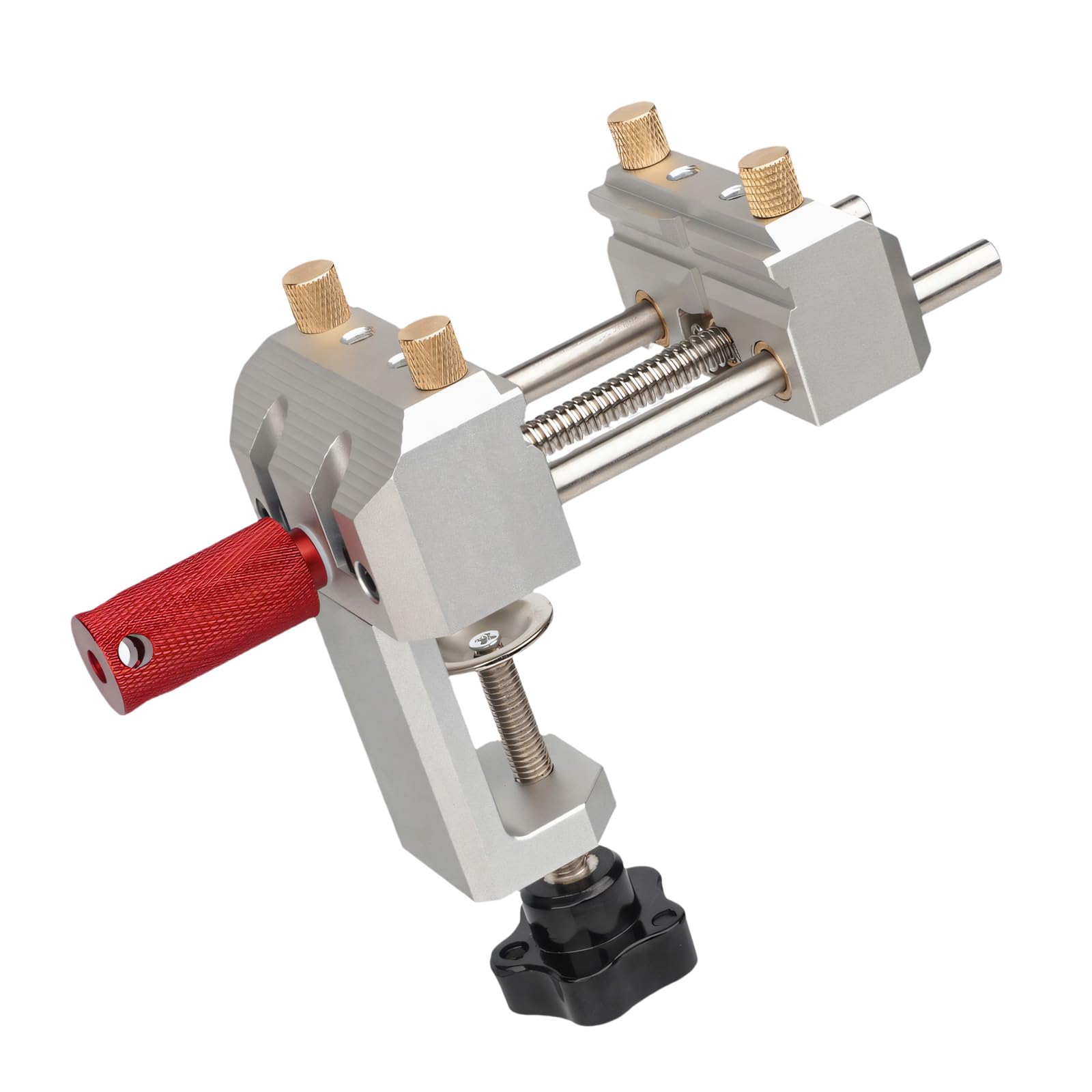 Tornillo de de sujeción de piezas con base de abrazadera, herramienta de trabajo pequeña de metal con giratorio, soporte de guía y configuración compacta para tareas de hobby Abrazadera de