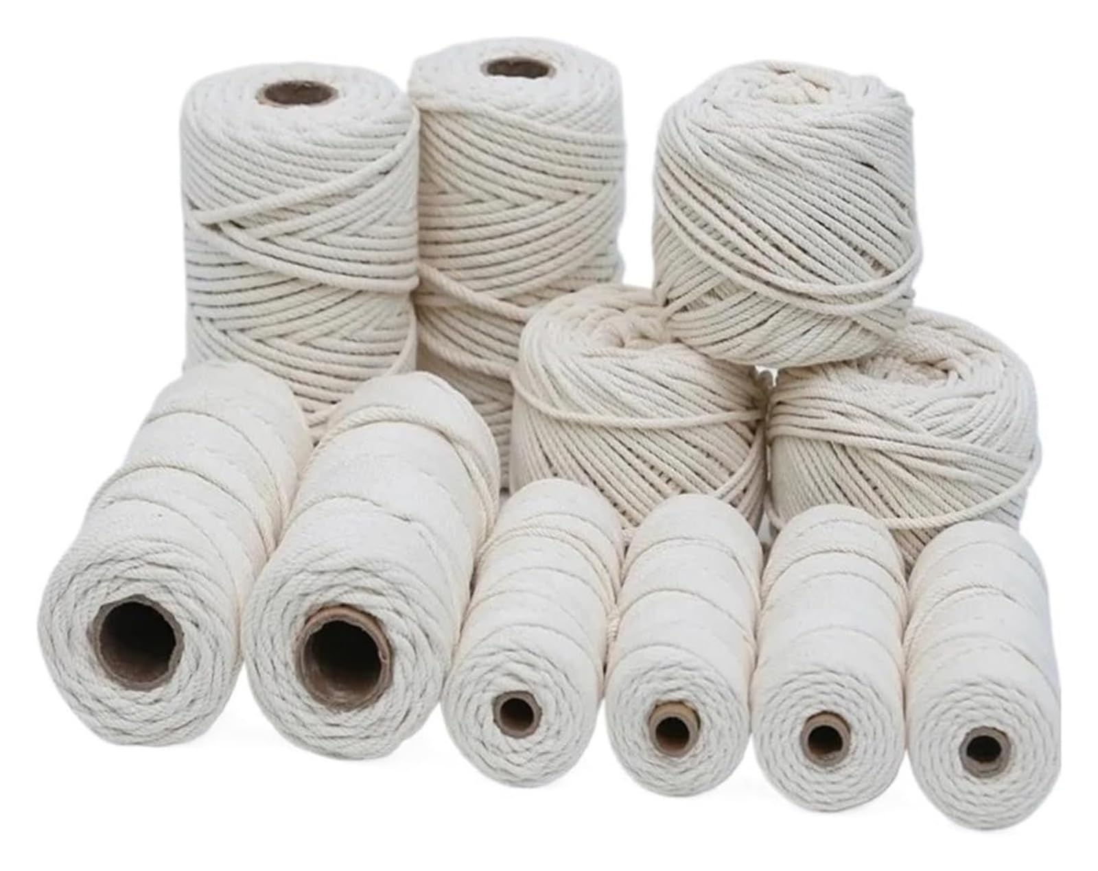 Sznurek bawełniany, Cotton Macrame Cord Braided Round 1-6mm 100-200m For DIY Crafts And Plant Hangers(2mm,200m)