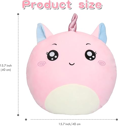 Miniatura 5 de Jellydog Toy Almohada de felpa de unicornio de 16 pulgadas, animales de peluche para niñas, bonita almohada de peluche de unicornio para abrazar,