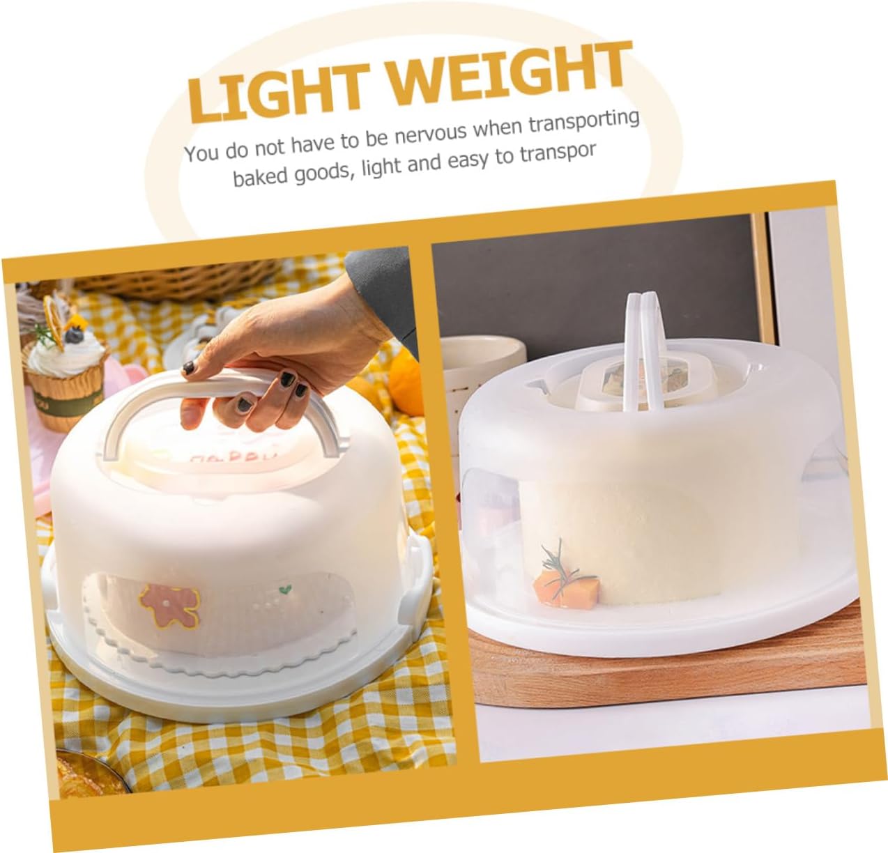 Reusable Portable Cake Carrying Box White Elevated Transparent Cake Carrier Household Baking Tool for Parties and Shops