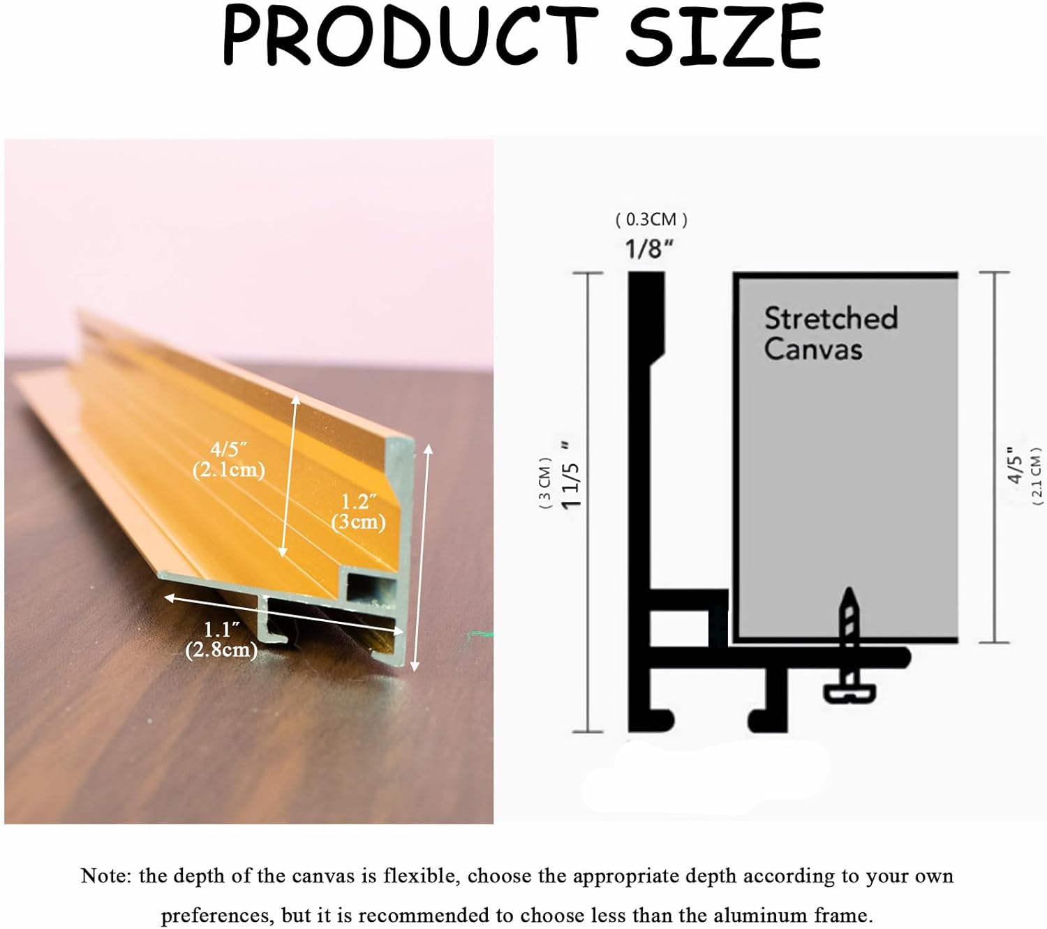 Tonyutech Floater Frame for 16”X20”Canvas Paintings Floater Frame,Metal Frame Kit DIY Metal Floating Frame with 0.83”(2.1cm) Deep for Landscape Artwork, Modern Home Office Wall Decor (Titannium Gold)