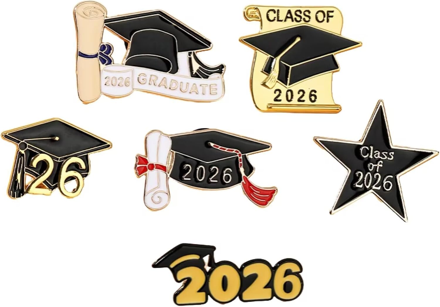 4/5/6PC 2026 Graduation Enamel Badge Clothes Collar Pin Graduation Accessory Gift