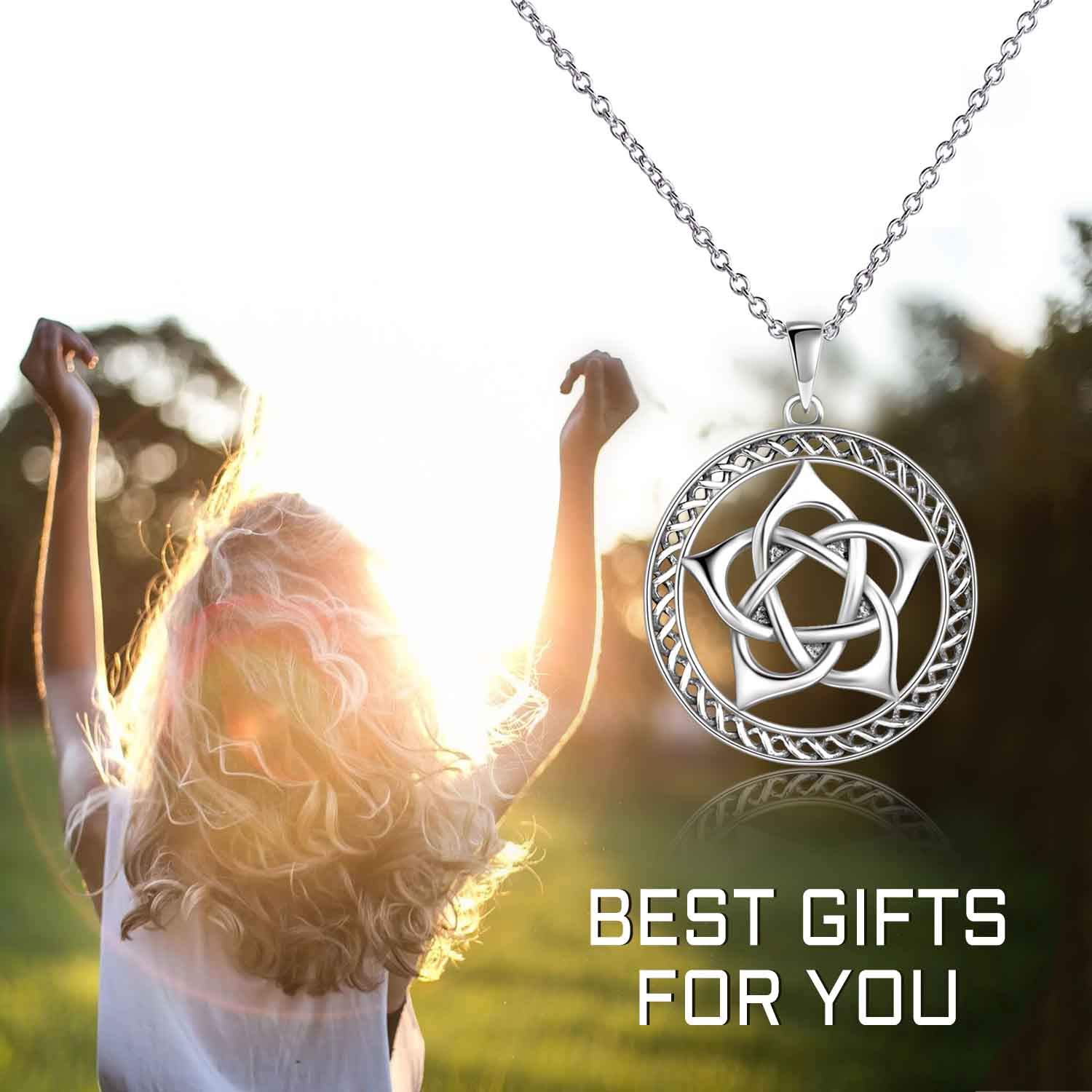 YAFEINI Pentacle naszyjnik srebro Pentagram Pentagram wisiorek naszyjnik wikańska biżuteria dla kobiet mężczyzn prezenty e Srebro, cod. PYX3253