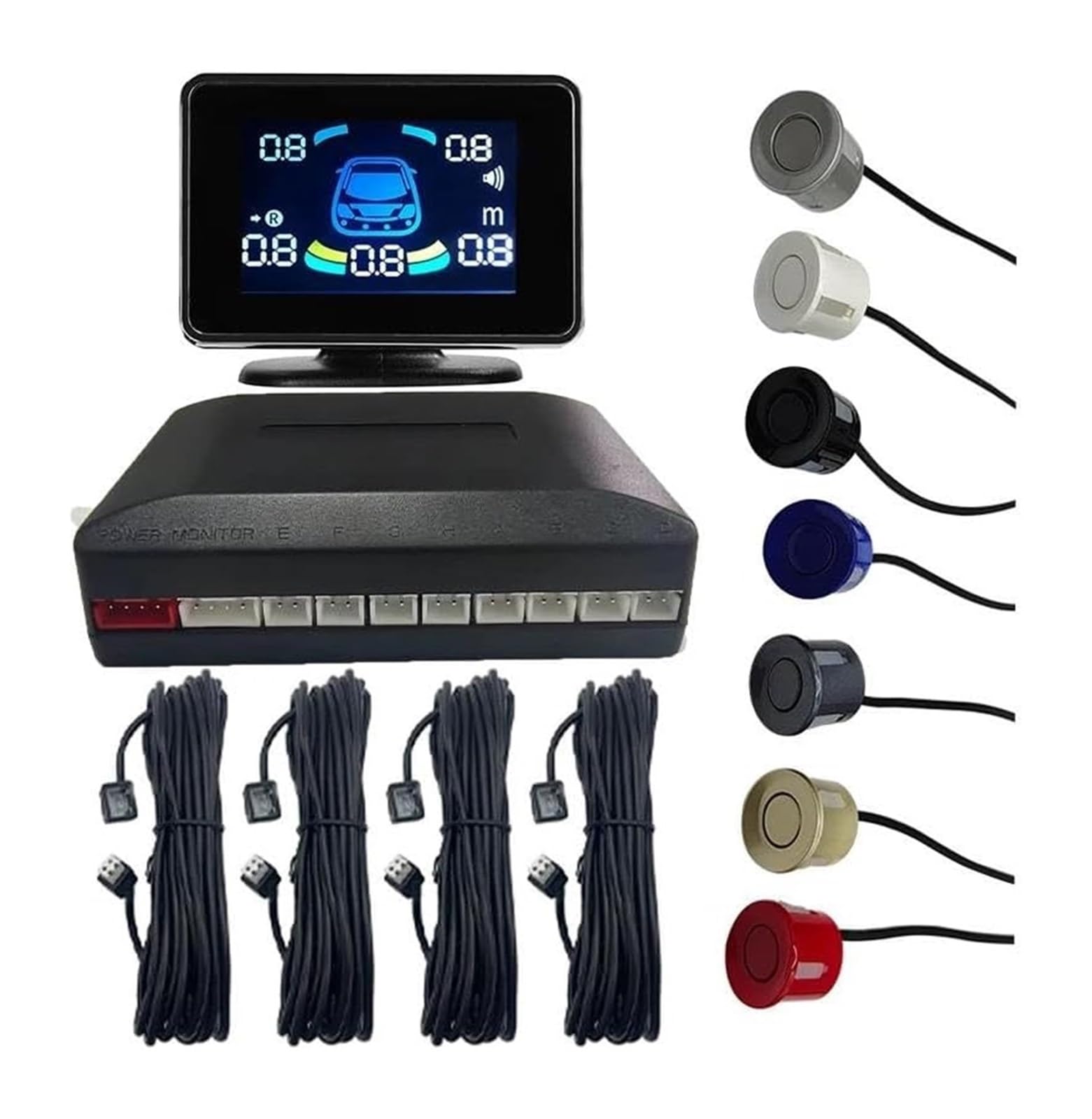 Sensor De Estacionamiento Sensor Aparcamiento Radar Marcha Atrás Trasero Coche Detector Electrónico Parktronic Kit Asistencia(Oro,4)