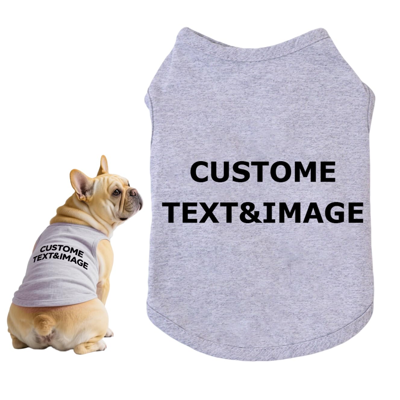 Custom Dog Shirt,Personalized Pet Apparel with Name Text Photo Image,Lightweight Breathable Puppy Kitten Cotton Vest for Small Medium Large Dogs Cats,