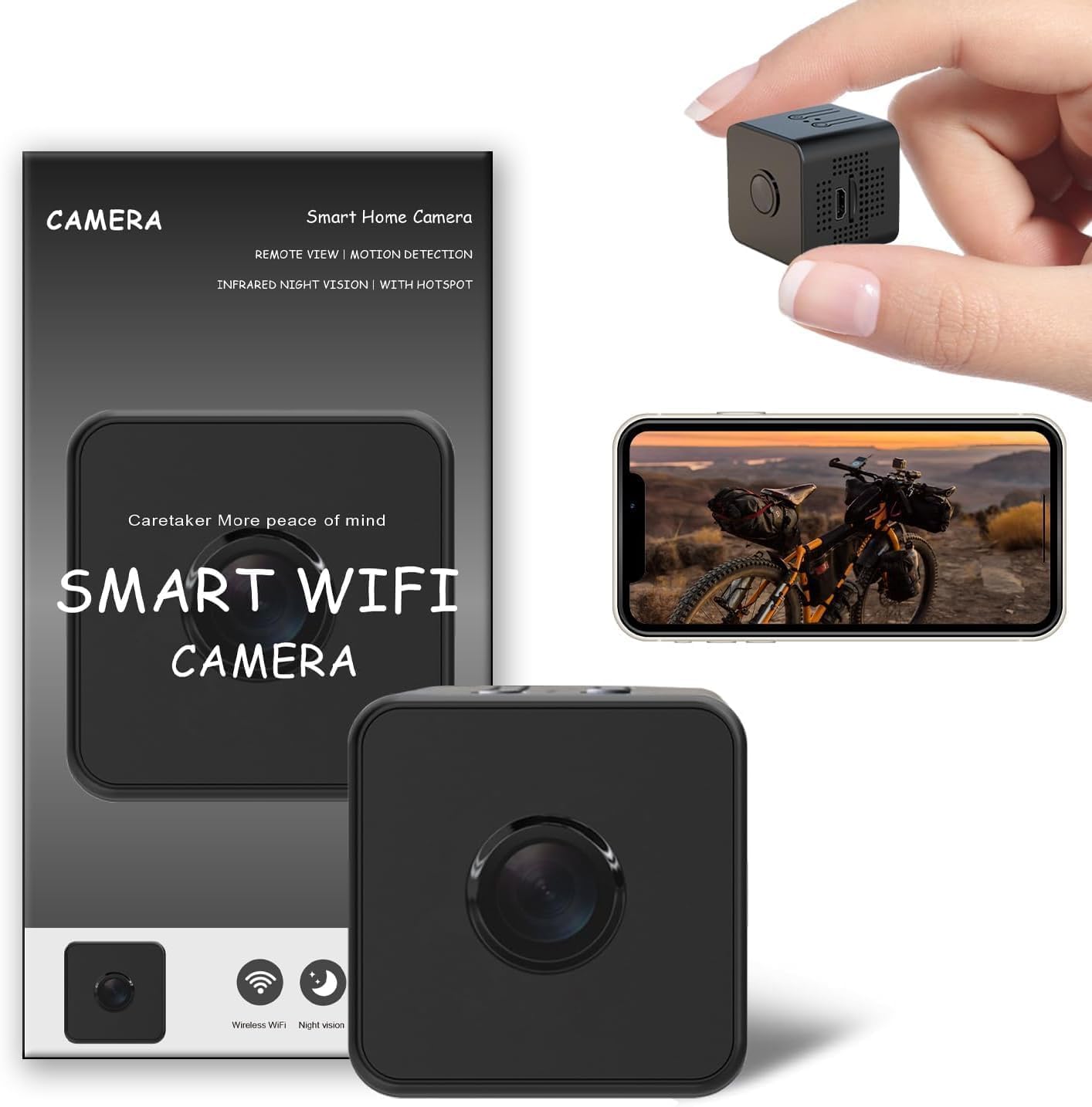 Hidden camera - 1080P Indoor Camera - Nanny Camera - Best Mini Camera - WiFi Wireless Camera - Home Camera for Pet/Baby - Live Video Recorder with Night Vision - Full HD Surveillance Camerar (Black)