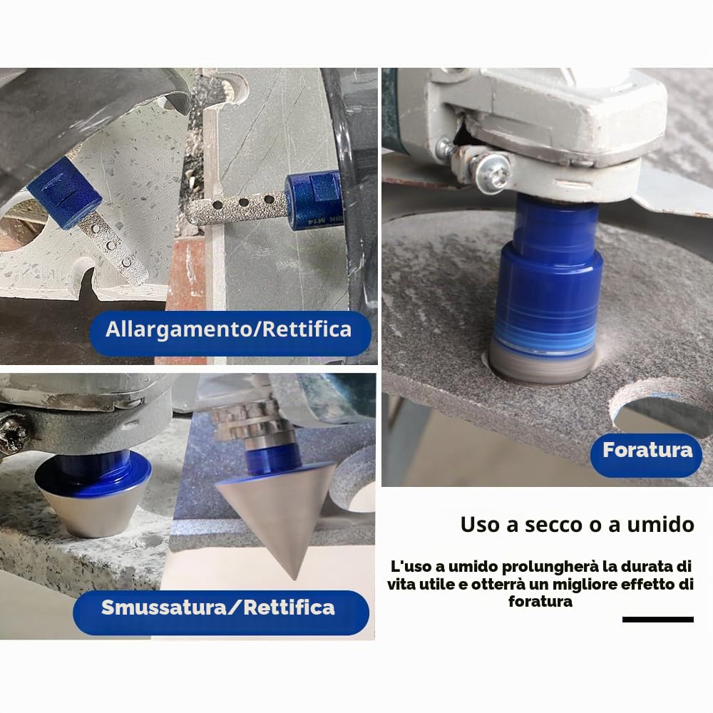 SHDIATOOL Diamante Core Drill Bits piastrella Hole Cutter Tool Hole Saw con filettatura M14 per gres porcellanato Marmo Granito Ceramica, Punte diamantate e punte per smussare diamantate