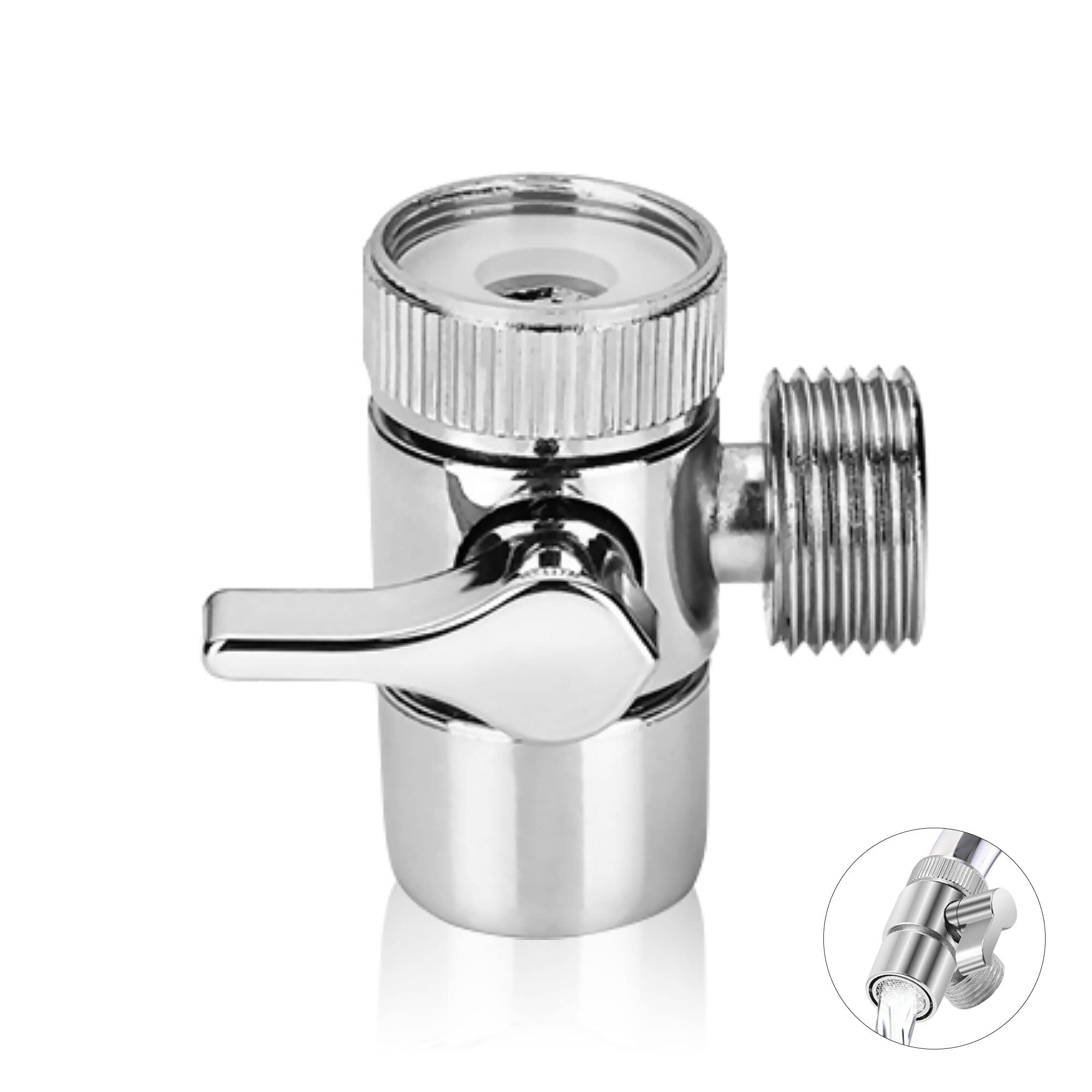 LucyStudio3-Way Switch Valve Solid Brass Diverter Valve Tap Switch Valve Angle Valve Diverter Valve Tap T Adapter Shower Switch M22 x M24 for Kitchen Sink Bathroom Shower System