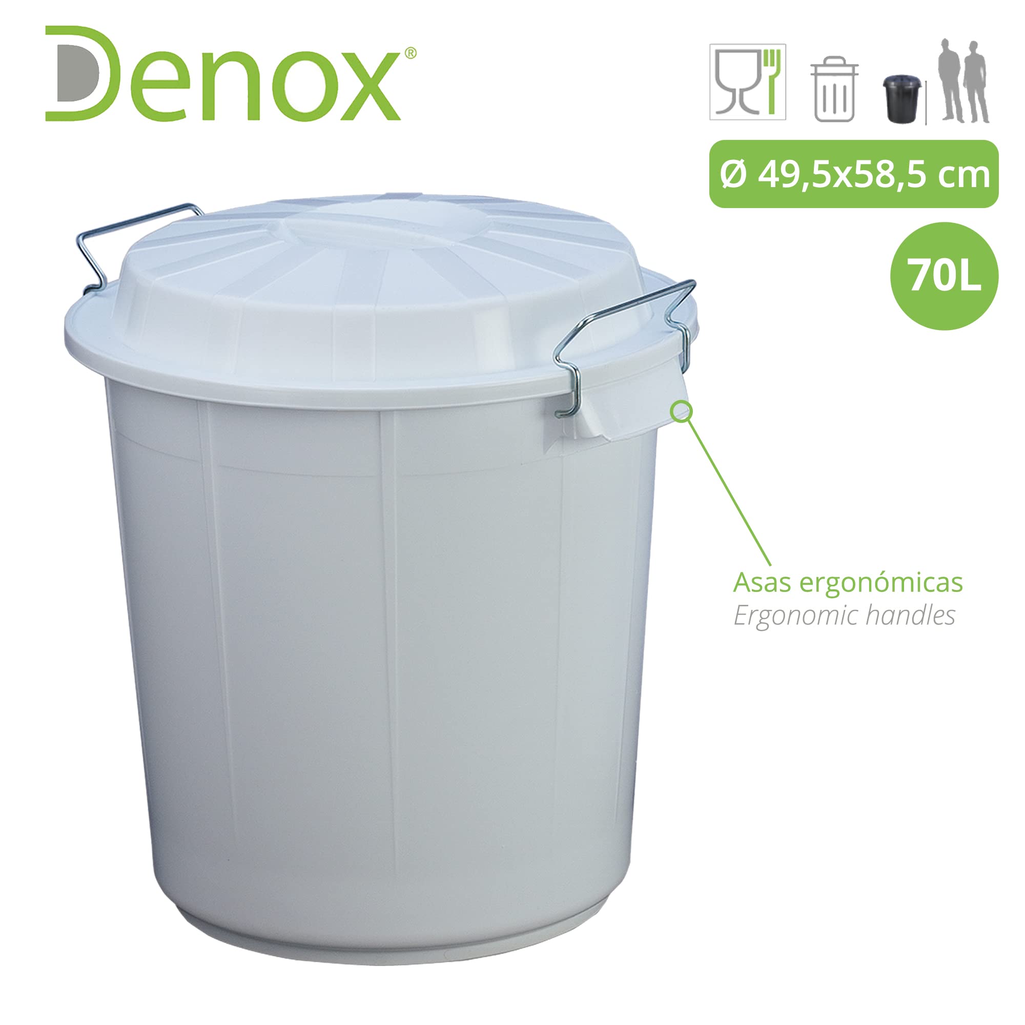 Denox DEN083 Seau Industriel 70 l Blanc, Ø 495 x 585 mm