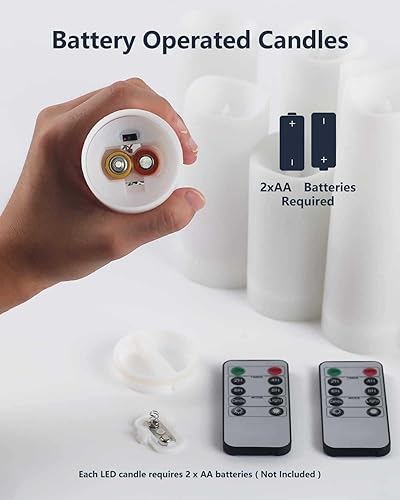 Miniatura 6 de salipt Velas sin llama, juego de 10 velas LED parpadeantes (4 pulgadas, 5 pulgadas, 6 pulgadas, 7 pulgadas x 2.2 pulgadas de profundidad), velas