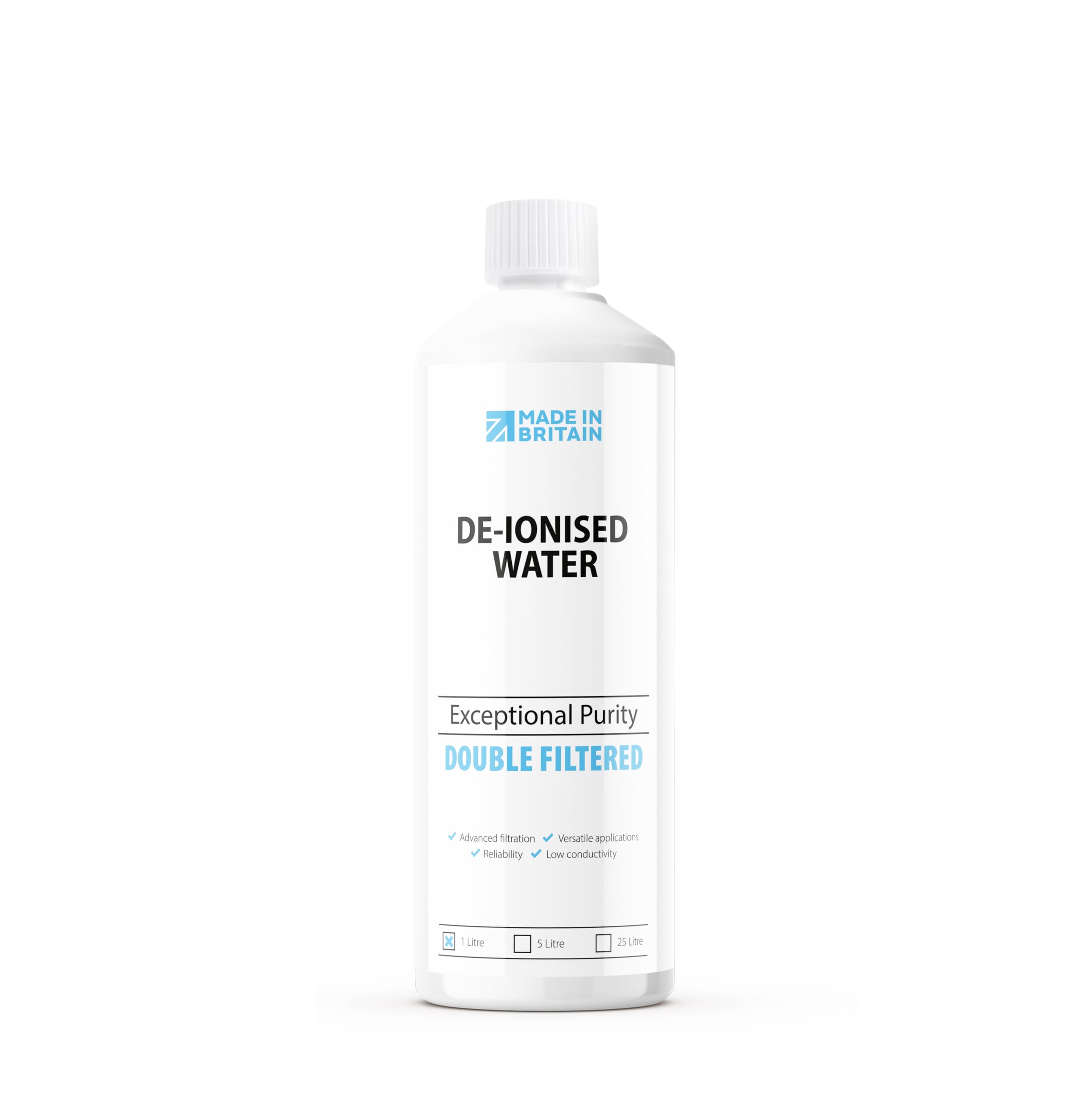 ChemLab - De-Ionised Water | Demineralised, Deionised use with Irons, Steam Cleaner, Car Batteries & Radiators, Cleaning, Aquarium - 1 Litre