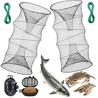 XEIYEI Fischfalle Köderfisch Krebs Fischreuse Set 2STK Fischernetz Fishing Köderfischreuse 30x60cm Reuse Hochwertige Fischreuse Krebsreuse zum Fangen von Aalen,Krabben,Hummer,Garnelen und Krabben