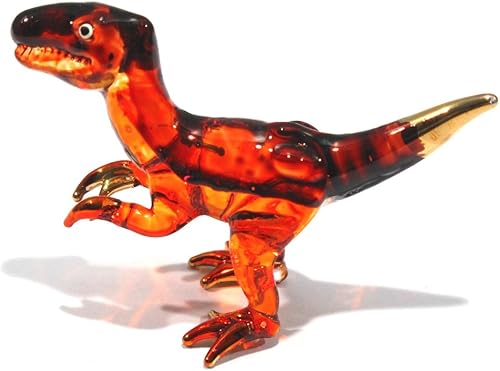 Miniatura 2 de Figuras hechas a mano de mini tiranosaurio (T-Rex) de cristal soplado de animales de dinosaurio jurásico