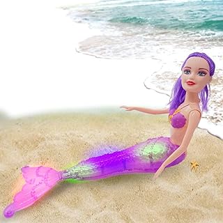 لعبه حوريه البحر المضيئه لعبه للبنات يمكن تحريك جميع اجزاء الدميه خامه ممتازه (بنفسجي)