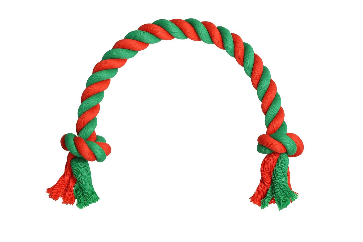 Pet Guru XL Dog Rope Toy, Braided Knotted Design with Tassels,138 cm Length, Durable Interactive Tug of War Toy for Dogs (RED/GREEN, X Large 138CM)