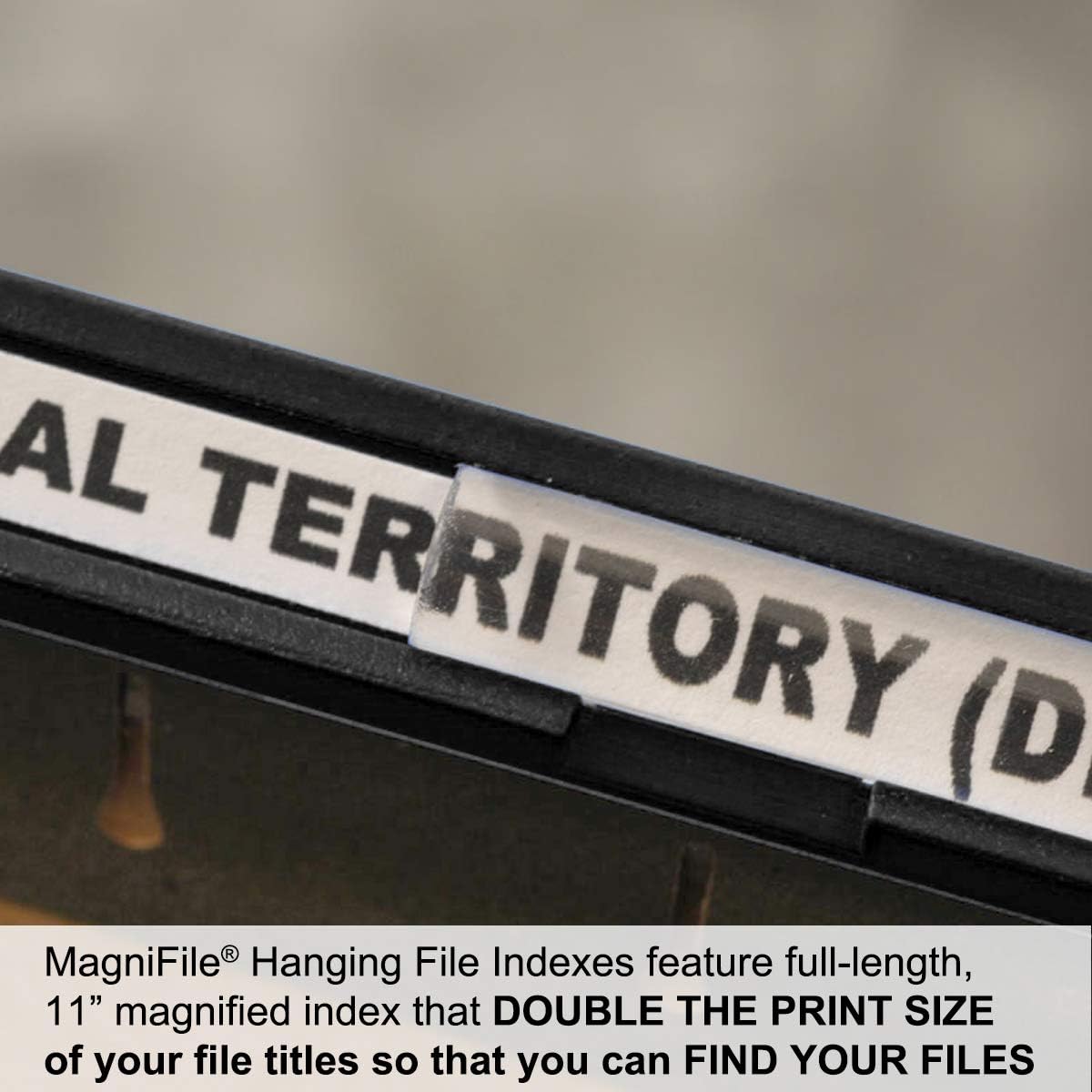 New Ultimate Office MagniFile Insertable Hanging File Folder Tabs. Indexes That Double The Size of Your File Titles to Find Files Fast! (Set of 10), Black : Office Products