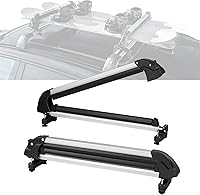 VEVOR Universal Ski & Snowboard Roof Rack - Fits Most Crossbars, Holds 6 Pairs Skis or 4 Snowboards, Aluminum with Lock & Padding