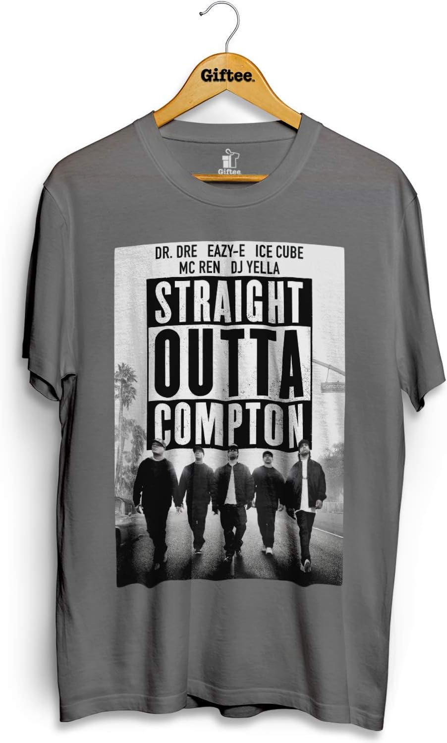 Mens Straight Outta Compton Poster Eazy Dre Ice Ren Yella T-Shirt Rap Hip Hop Clothing