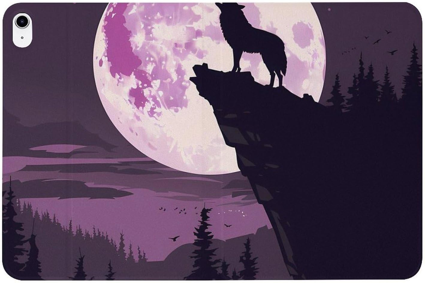 Wolf in Moon Light Printed Case Trifold Stand Protective Cover Compatible with iPad 10代 (10.9in)