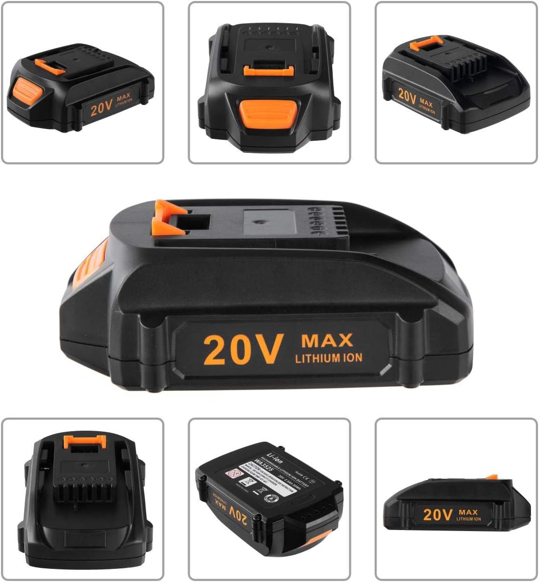 2Packs Replacement Battery 20V and Charger Starter Kit，Cell9102 3.0Ah Lithium Battery Compatible with Worx 20 Volt Cordless Power Tools