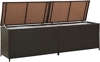 Sponsored Ad - YEZIYIYFOB 160 gal Outdoor Storage Box Large Deck Box Taupe Brown Rattan Patio Storage Box Garden Storage S...