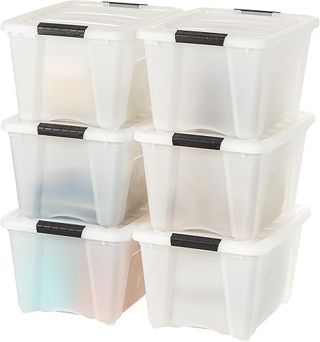 Miniatura 40 de IRIS USA - Paquete de 6 contenedores de almacenamiento con tapas, 6 cuartos, solución organizadora apilable transparente con cierres, contenedores