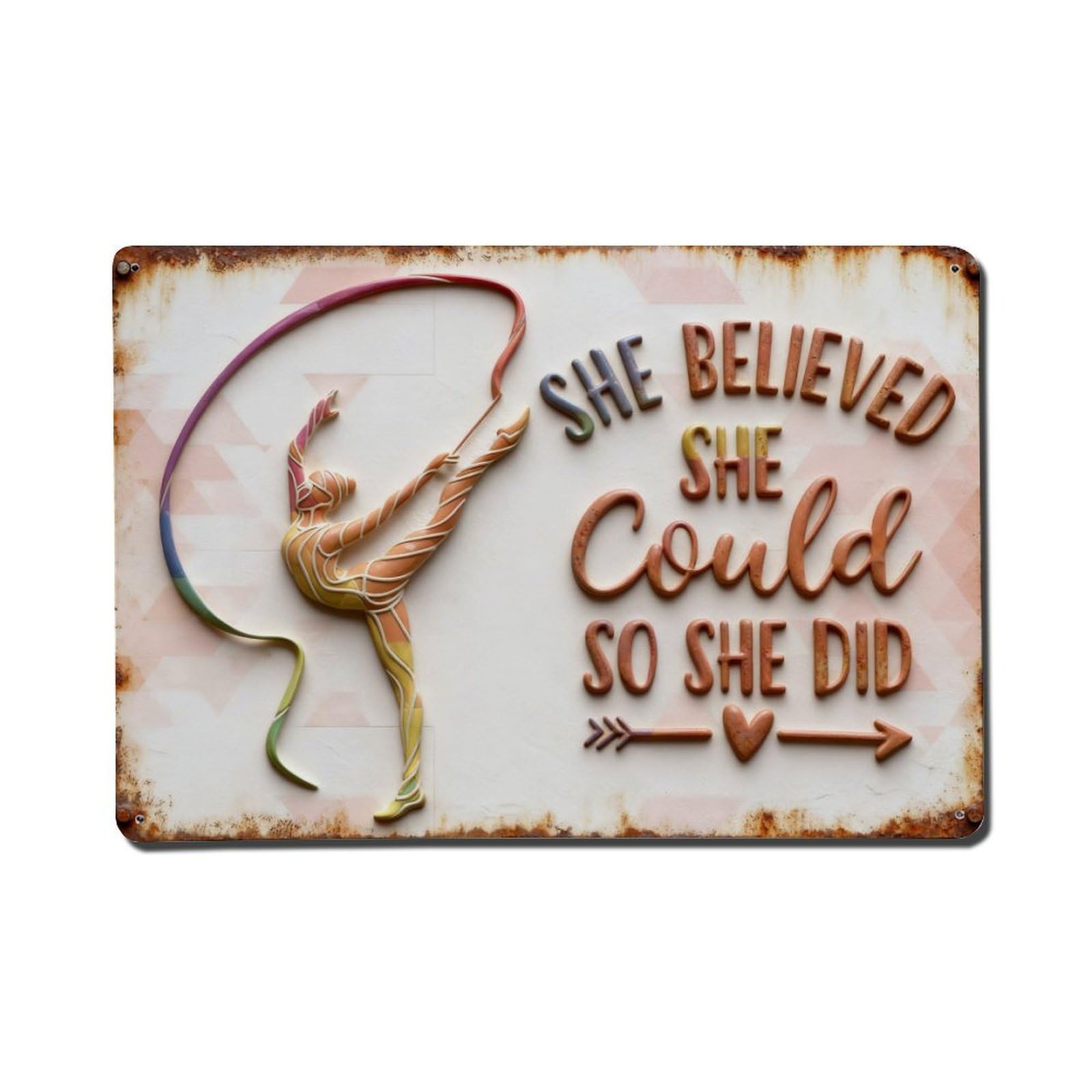 Iageret Vintage She Believed She Could So She Did Metal Tin Sign Retro Wall Decor, Bar Garage Cafe Kitchen Home Wall Art Poster Decoration 8X12inches
