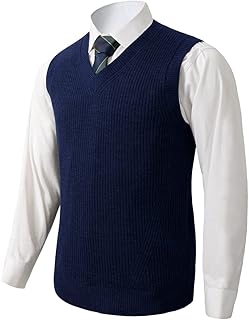 Sponsored Ad - Mens V-Neck Knitted Sweater Vest Solid Plain Sleeveless Pullover Knitwear Loose Fit All Match Sweater Tops