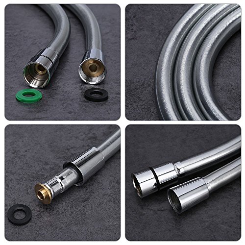 TRIPHIL Kink-free Shower Hoses Extra-long 79-Inch for Handheld Showerhead Hose Replacement Extension Flexible PVC Explosion-proof Tube High Pressure Swivel Brass/Copper Nuts Anti-twist Bright Silver