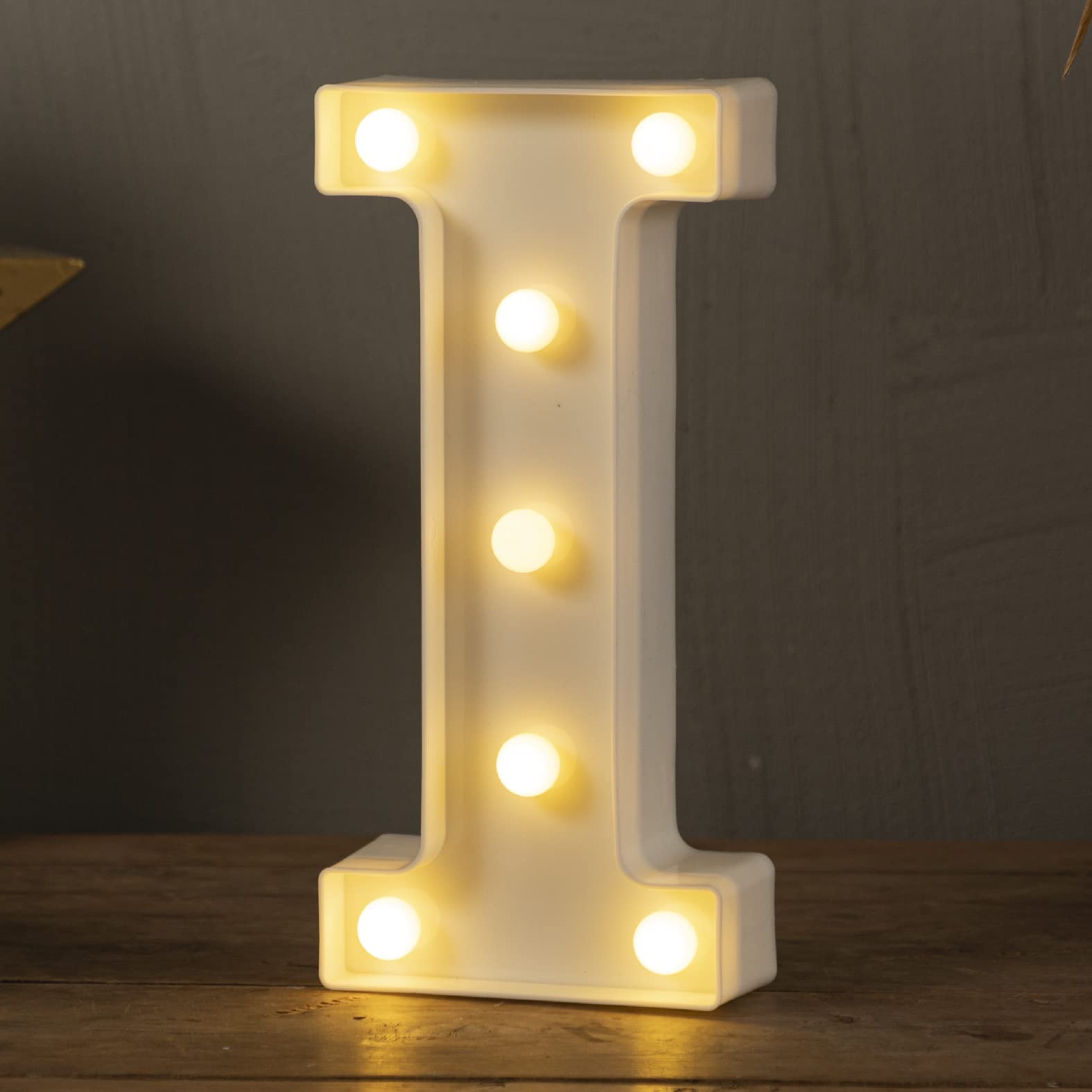 LED Marquee Letters Lights Sign-I, HXWEIYE Led Letters Lights 26 Alphabet, Light Up Number 0-9 Letters Sign for Party Home Birthday Anniversary Battery Powered Lighted Letters(Warm White)