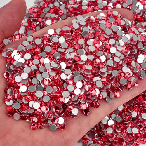 Image of 1440pcs Flat Back Crystal Rhinestones for Nail Art Crafts Bedazzling Kit Diamonds Set Clear Rhinestones for Clothes 0.14 inch 3.8mm SS16 Wax Apple Red