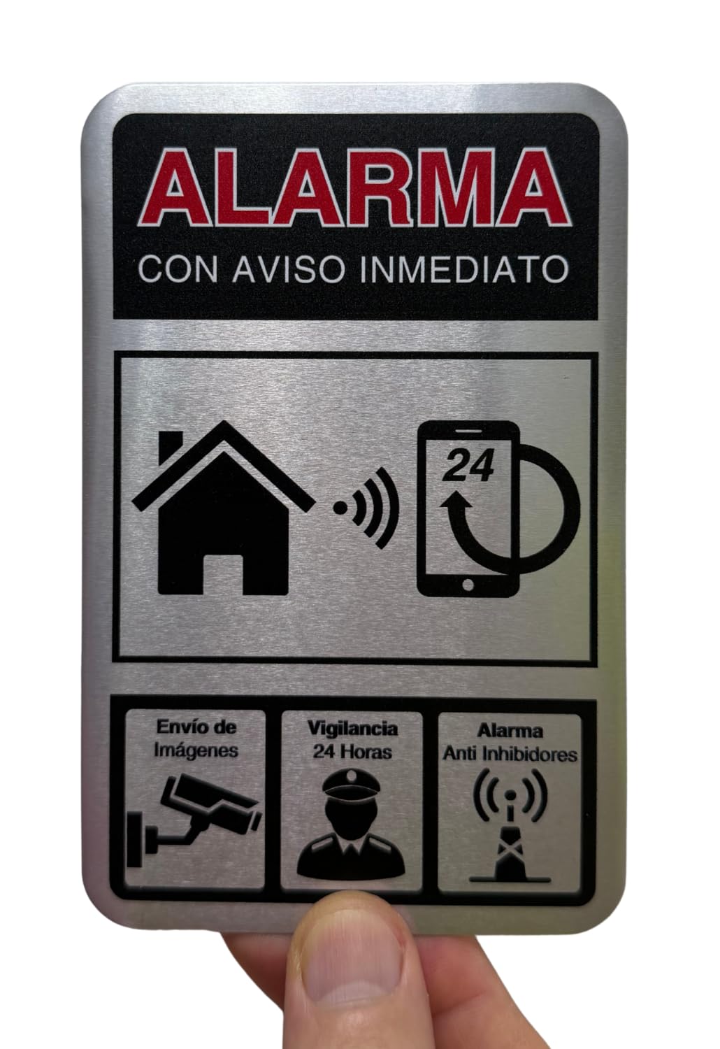 Cartel Videovigilancia - 9x14 cm - Aluminio - Grosor 0.8 mm - Señal Zona Videovigilada - Impresión UV - Señal de Videovigilancia - Zona Video Vigilada - Alarma (Cartel Videovigilancia 9x14)