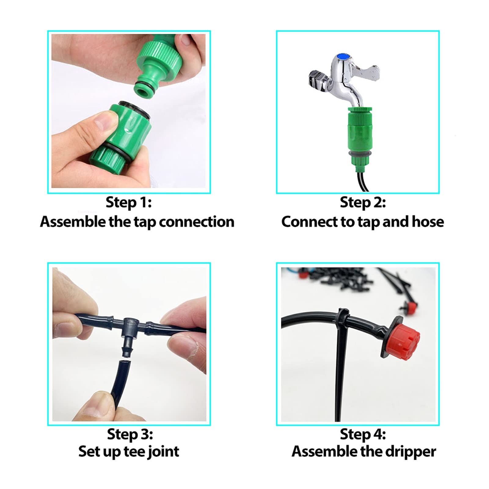 Kit de riego por goteo de 10 m, sistema de riego de jardín inteligente, sistema de riego por goteo, sistema de riego de plantas por goteo, kit de riego de 10 m (color: 10 m)