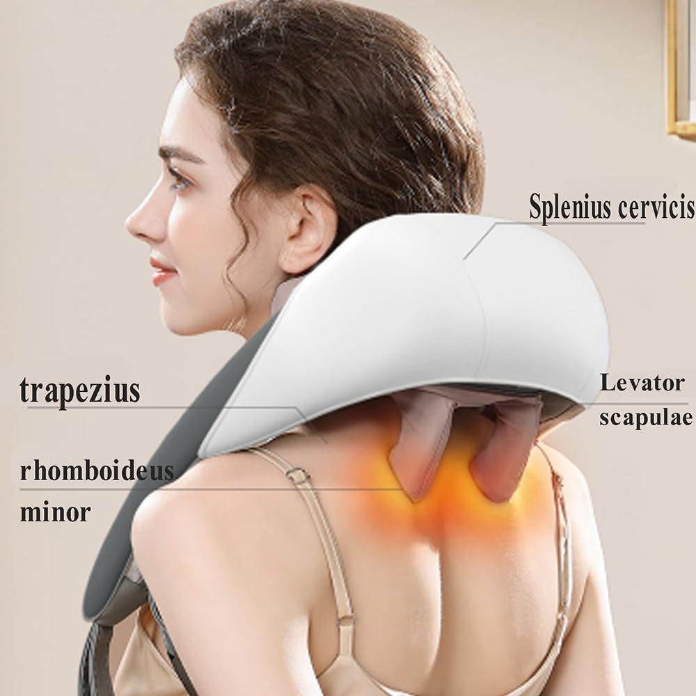 2023 último masajeador de Cuello Goletsure, masajeador Shiatsu de Cuello y Espalda, Masaje Manual simulado 5D para aliviar el Dolor de Tejido Profundo,Grey