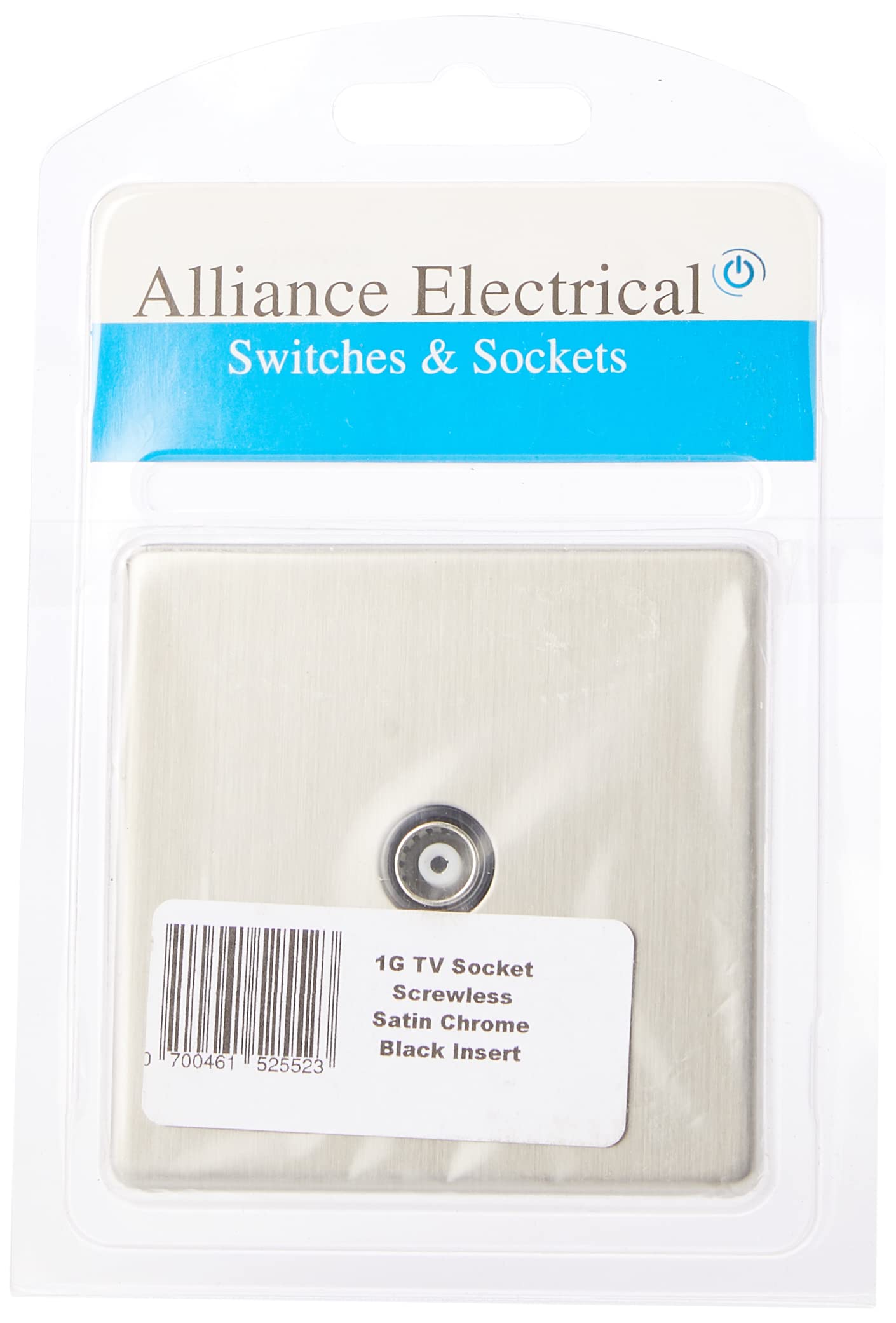 AET SL1GTVBL 1 Gang Screwless TV Socket with Black Insert