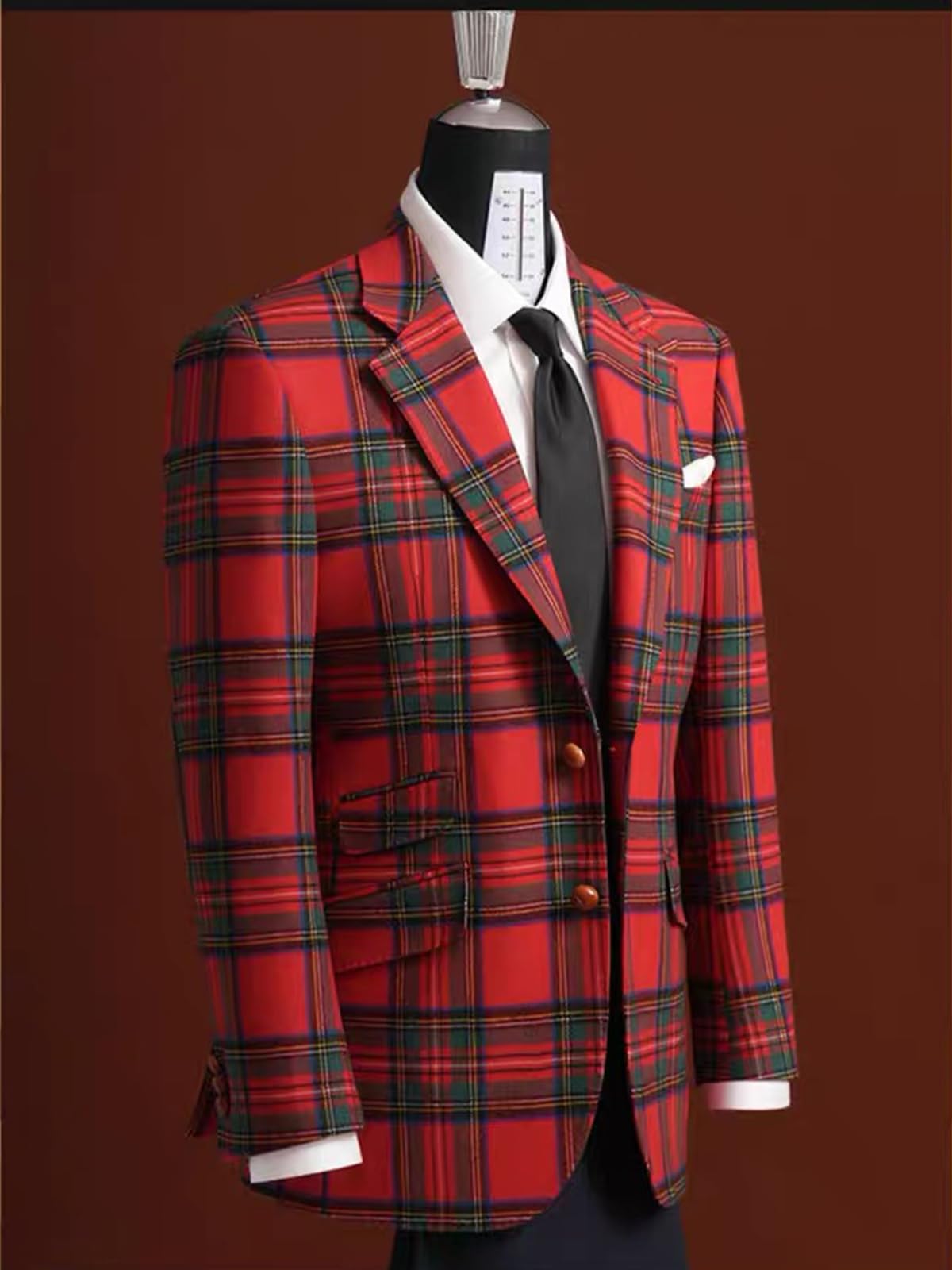 Giacca sportiva da uomo in tweed scozzese, rossa, elegante, sottile, misto lana, caldo, cappotto Norfolk per feste, balli, cene, matrimoni