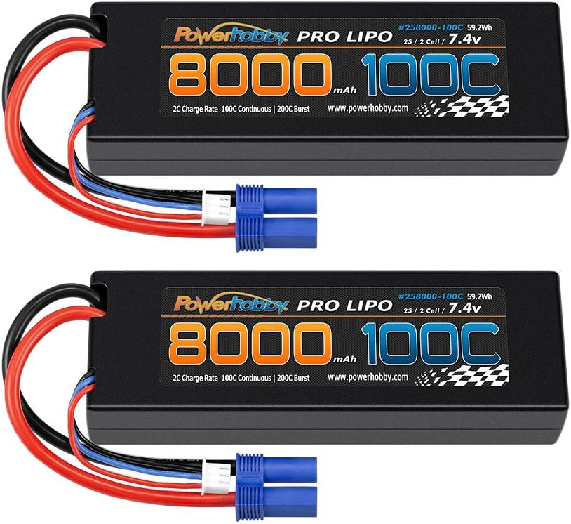 Powerhobby 2s 7.4V 8000mah 100c-200C Lipo Battery W EC5 Plug (2)