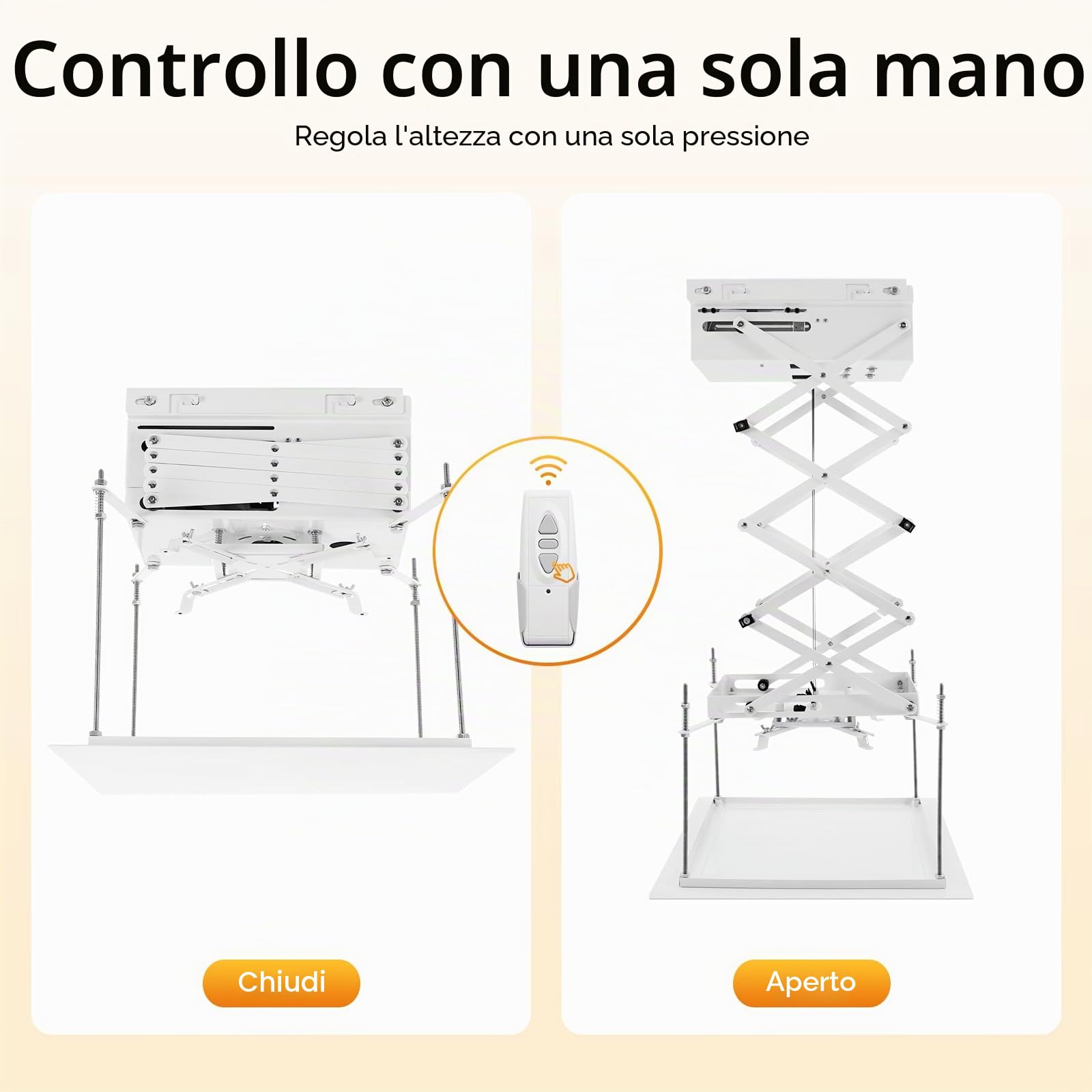 Supporto per Proiettore Motorizzato a Soffitto con Telecomando a Infrarossi - Sollevatore Elettrico a Forbice per Scuola