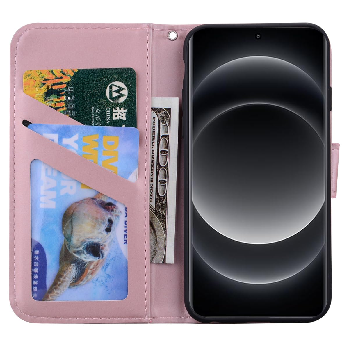 Rostsant Xiaomi 14 Ultra 5G Case Cover Skin Feel PU Leather Case Xiaomi 14 Ultra 5G Magnetic Closure Protective Wallet Flip Cover Stand Protective Case for Xiaomi 14 Ultra 5G Pink Rabbit - Image 3
