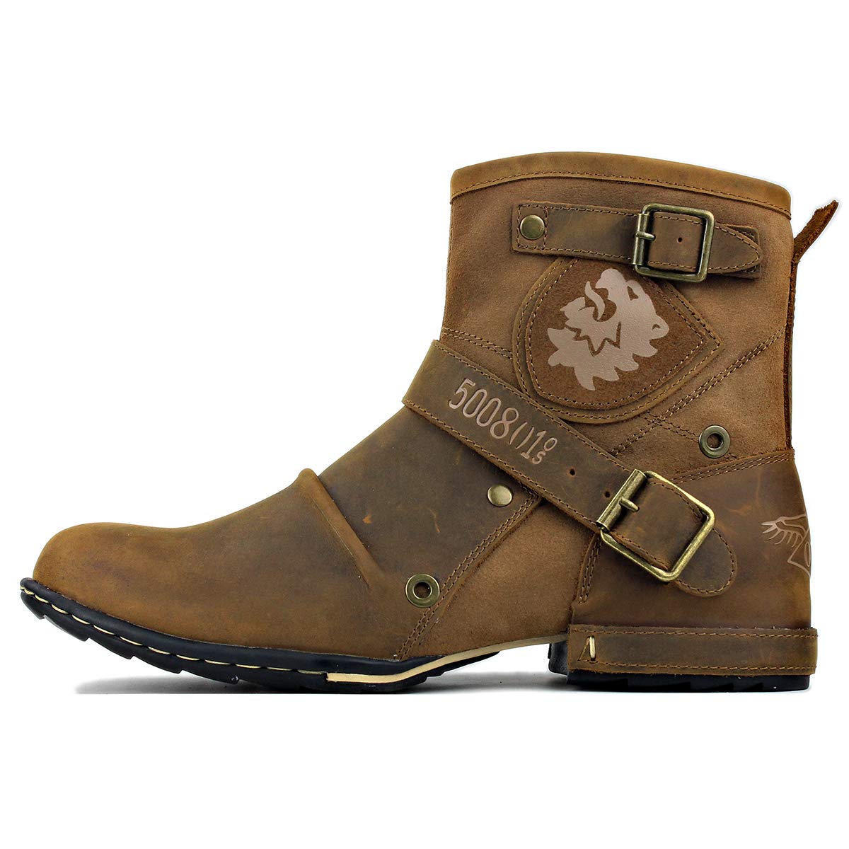 osstone Moto Botte Hommes Rivet Boot Bottes Vintage Cheville Hiver Boot Casual Cowboy Chaussures OZ-5008-1
