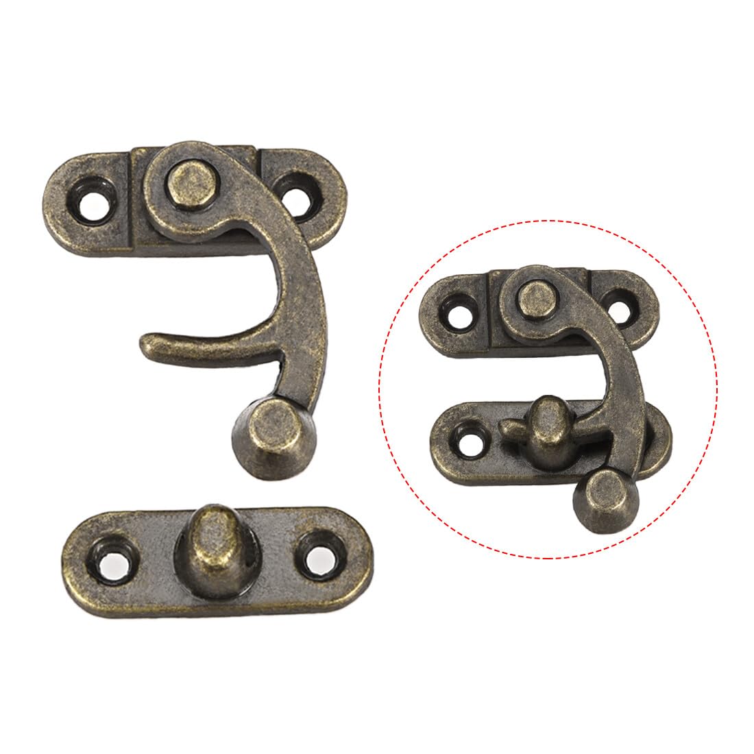 #US 2pcs Vintage Lock Clasp Right Latch Hook Hasp Swing Arm Latch Plated 33mm X 28mm