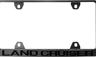 LAND CRUISER License Plate Frame – Stealth Black Powder Coat UV Resistant STAINLESS METAL Plate Holder - One Piece - Compatible with 1951-2025 LandCruiser (3D RAISED LETTER with MOUNTING HARDWARE)