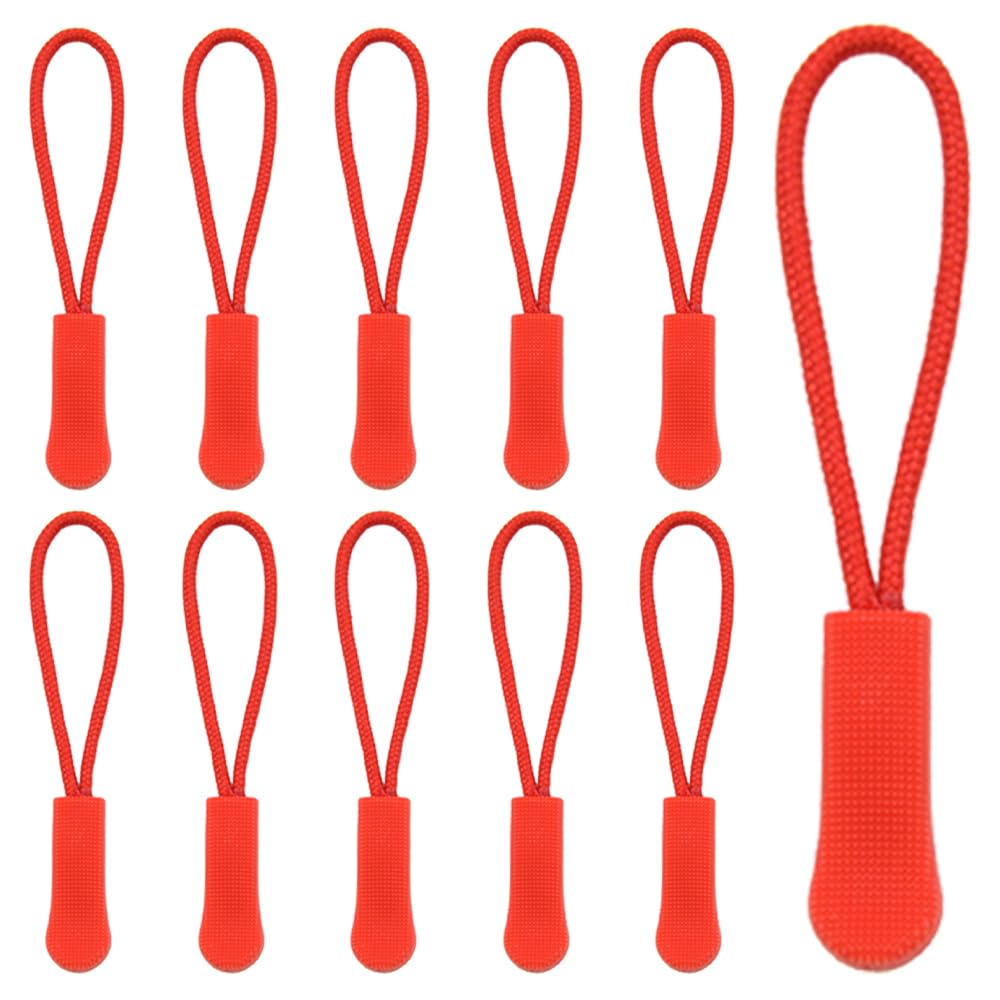 Hocansen 50Pcs Zipper Pulls 66mm/2.59in Zipper Extension Pulls Zip Fixer Red Zip Puller Tab Tags Replacement for Backpacks, Clothes, Purse(LT/Red)