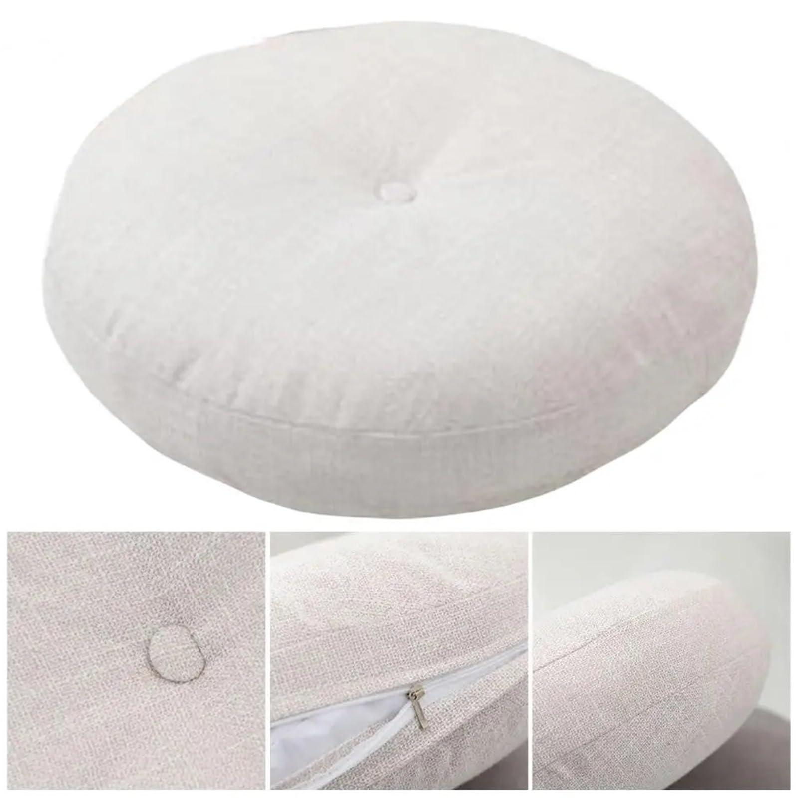 Générique Poduszka podłogowa 40 cm, miękka i gruba bawełna, na sofę, balkon, oparcie, ochrona bioder, okrągła, do domu, biura, samochodu (khaki)