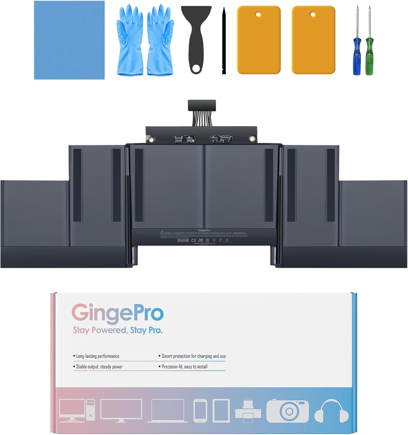 Battery Replacement for MacBook Pro 15-inch A1398(Late 2013, Mid 2014, Mid 2015) A1494/A1618 Battery